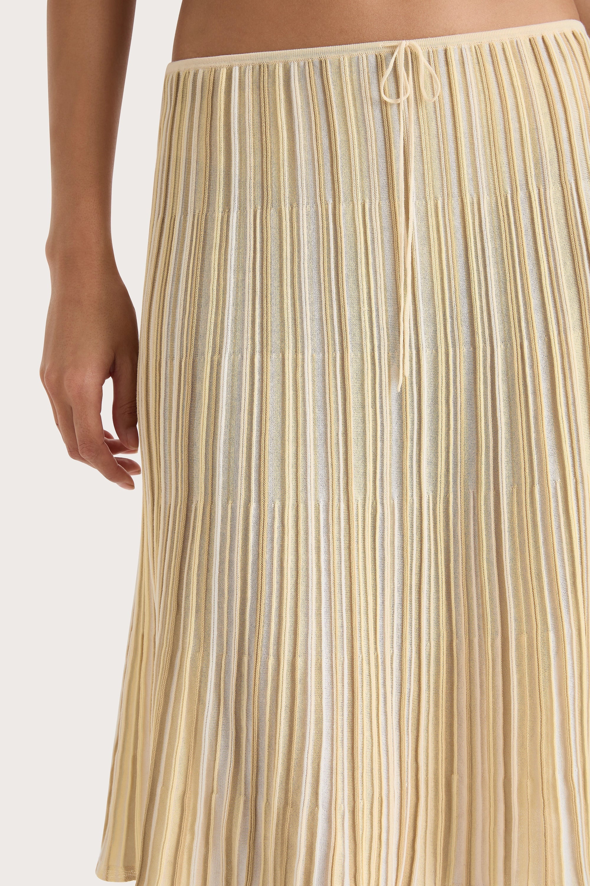Citara Drawstring Skirt Butter Stripe - Final Sale
