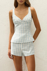 Martuba Top Gingham Sky Blue