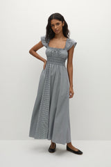 Janne Midi Dress Hanne Gingham Vintage Navy - Final Sale