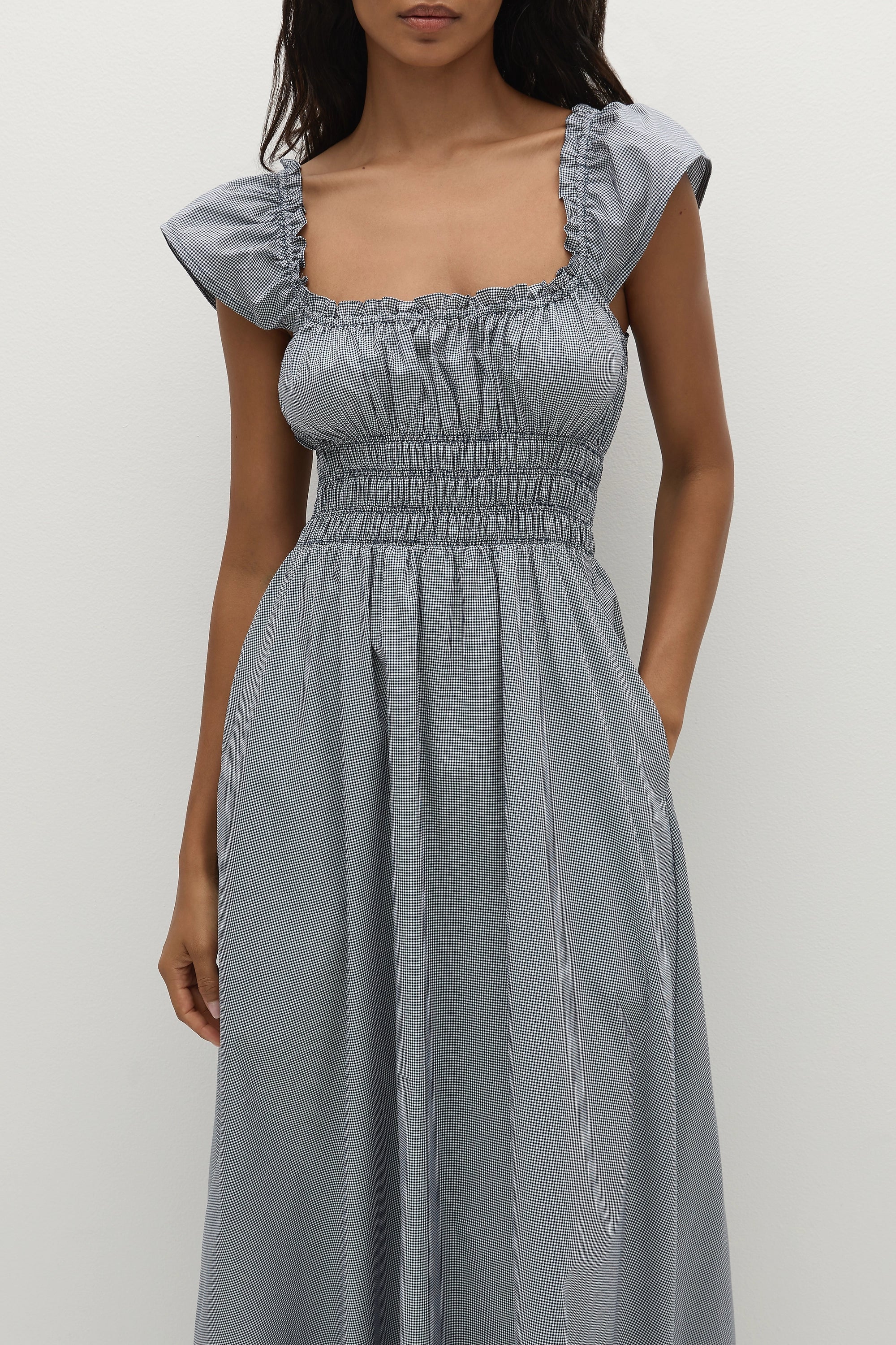 Janne Midi Dress Hanne Gingham Vintage Navy - Final Sale