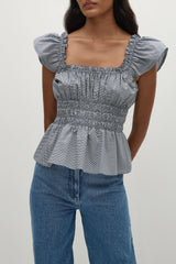 Janne Top Hanne Gingham Vintage Navy - Final Sale