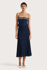 Citara Drawstring Midi Skirt Navy - Final Sale