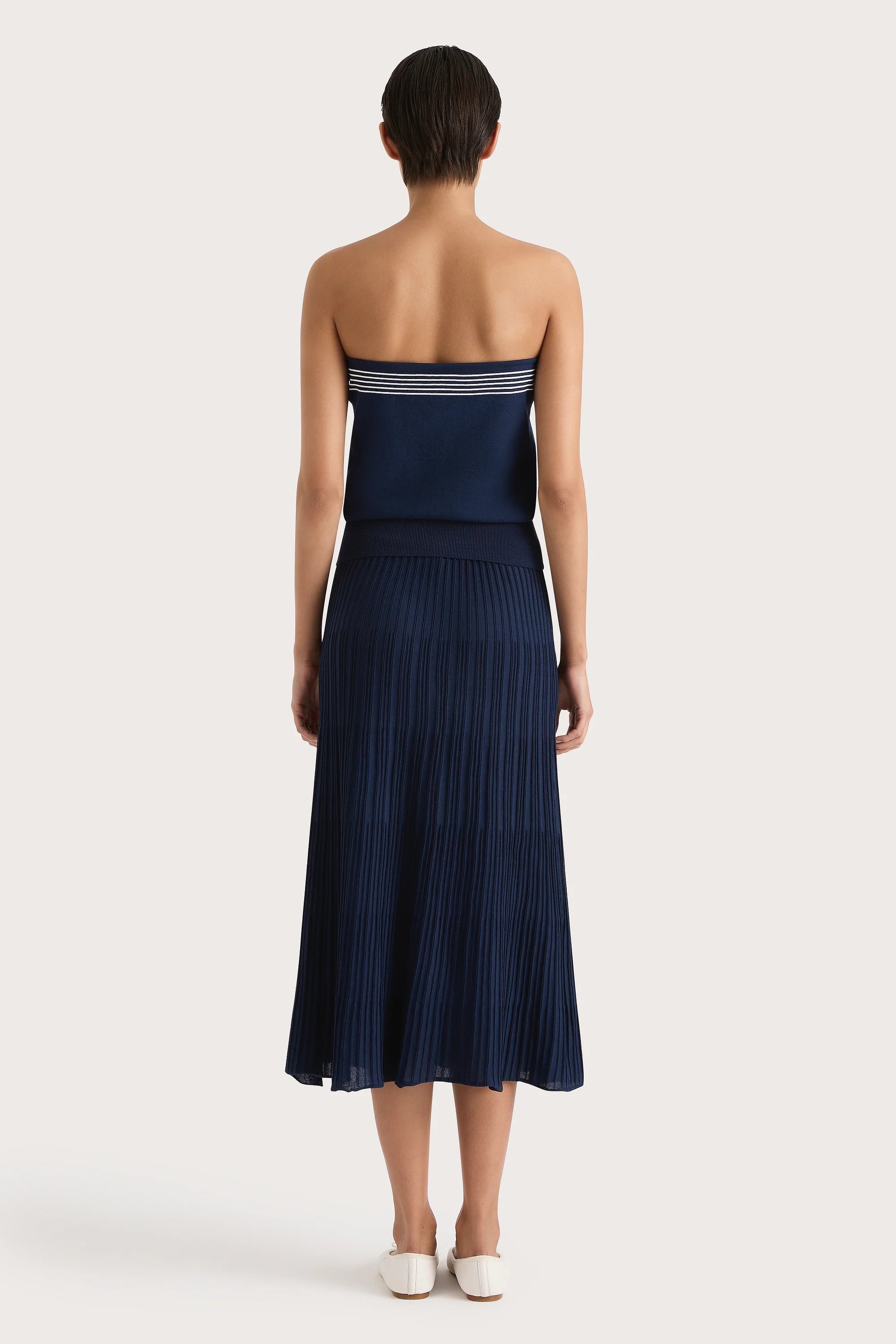 Citara Drawstring Midi Skirt Navy - Final Sale
