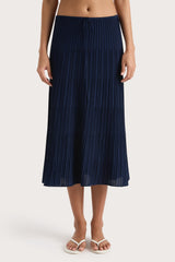Citara Drawstring Midi Skirt Navy - Final Sale