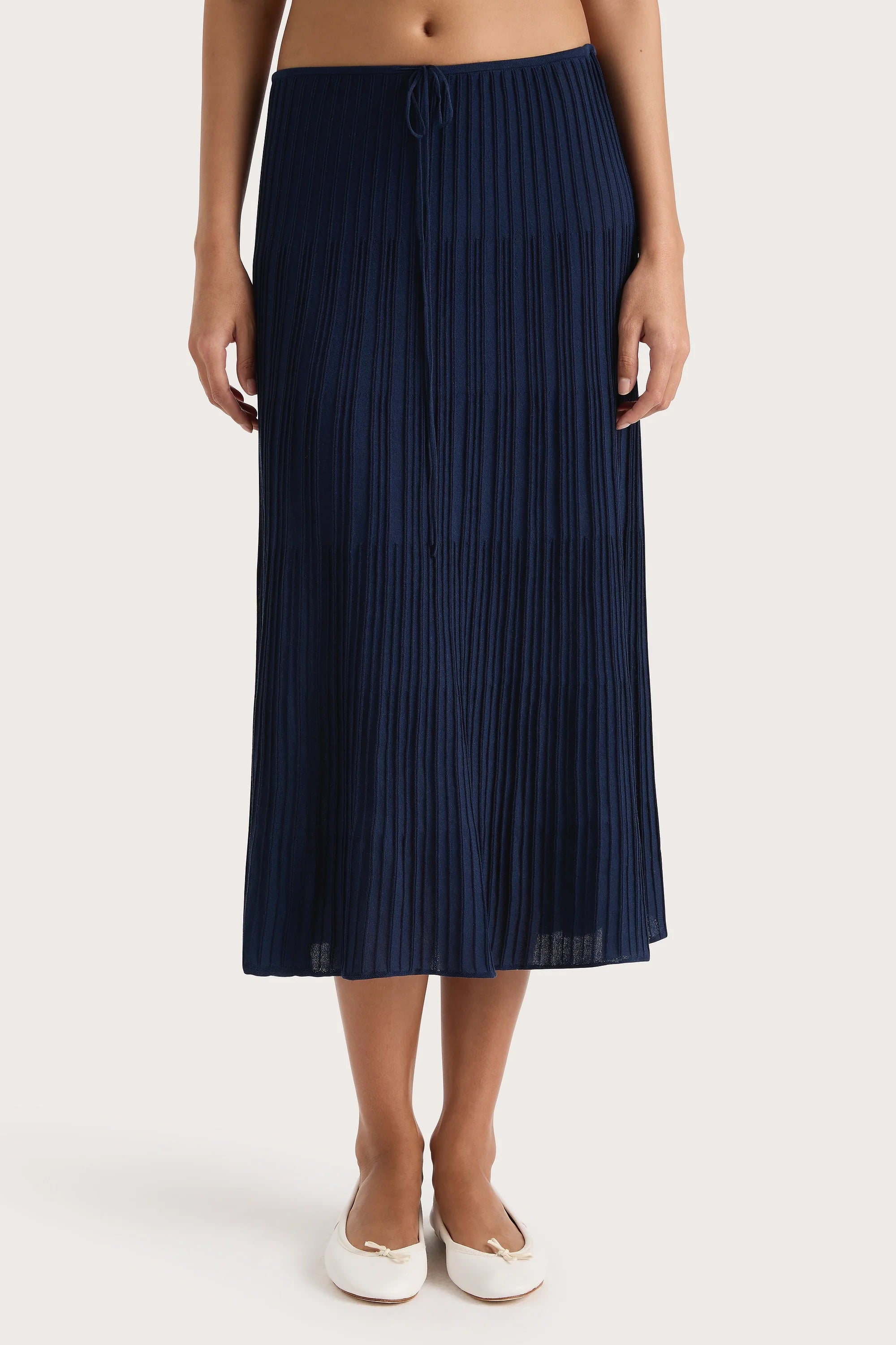 Citara Drawstring Midi Skirt Navy - Final Sale