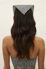 Lucia Head Scarf Black Textured Gingham - Final Sale