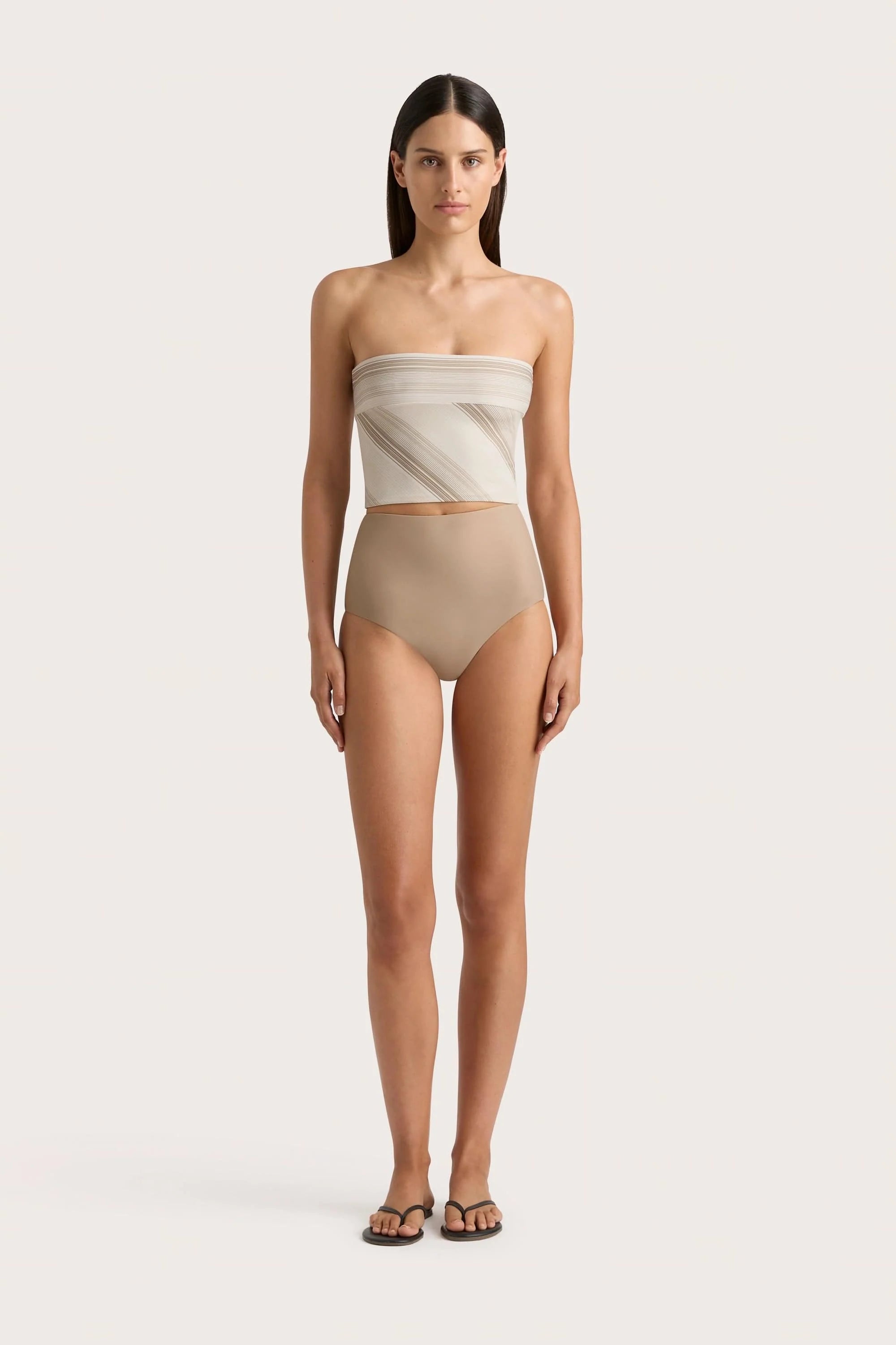Jean Swim Top Futura Stripe Taupe - Final Sale
