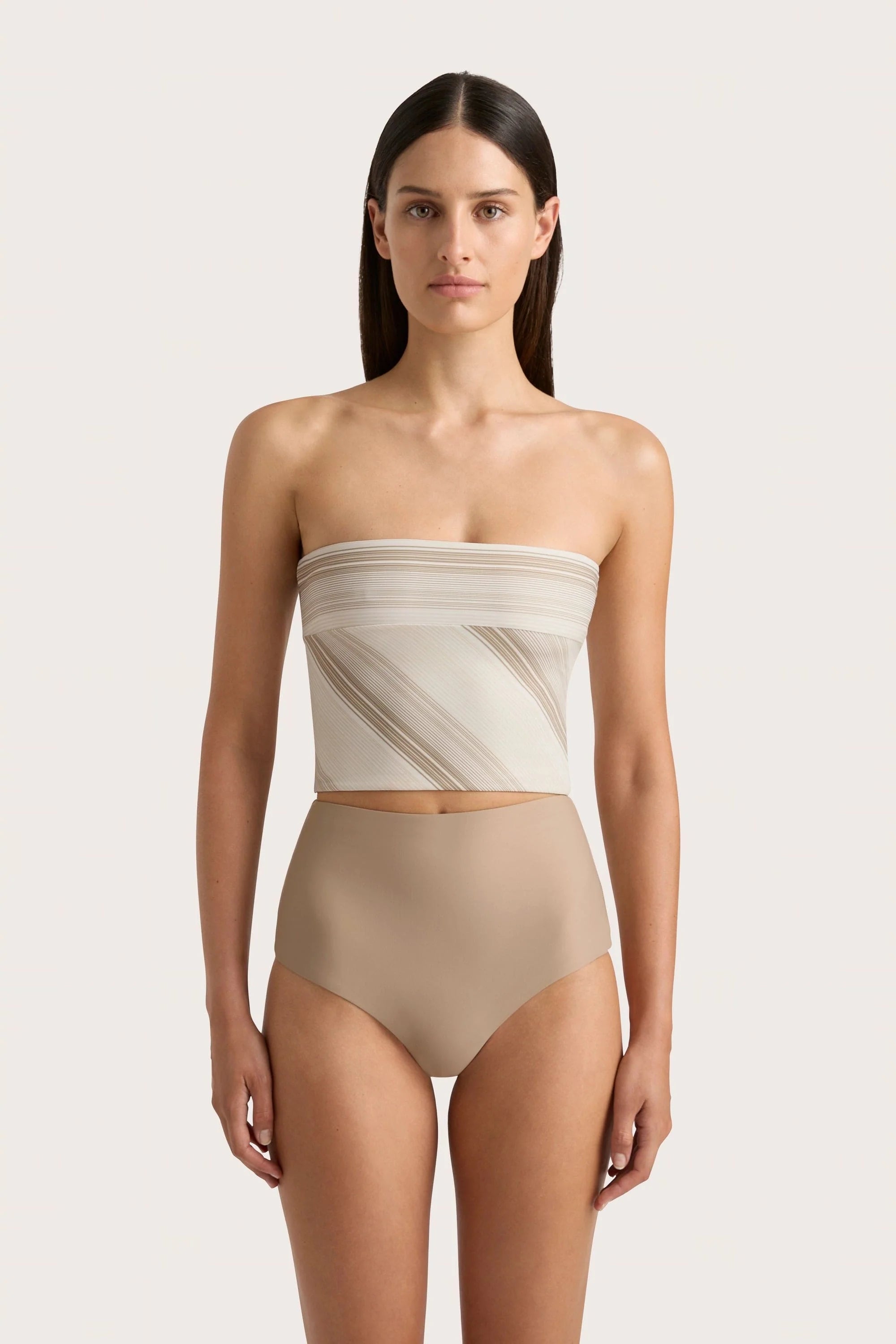 Jean Swim Top Futura Stripe Taupe - Final Sale