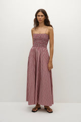 Anniken Maxi Dress Burgundy Stripe - Final Sale