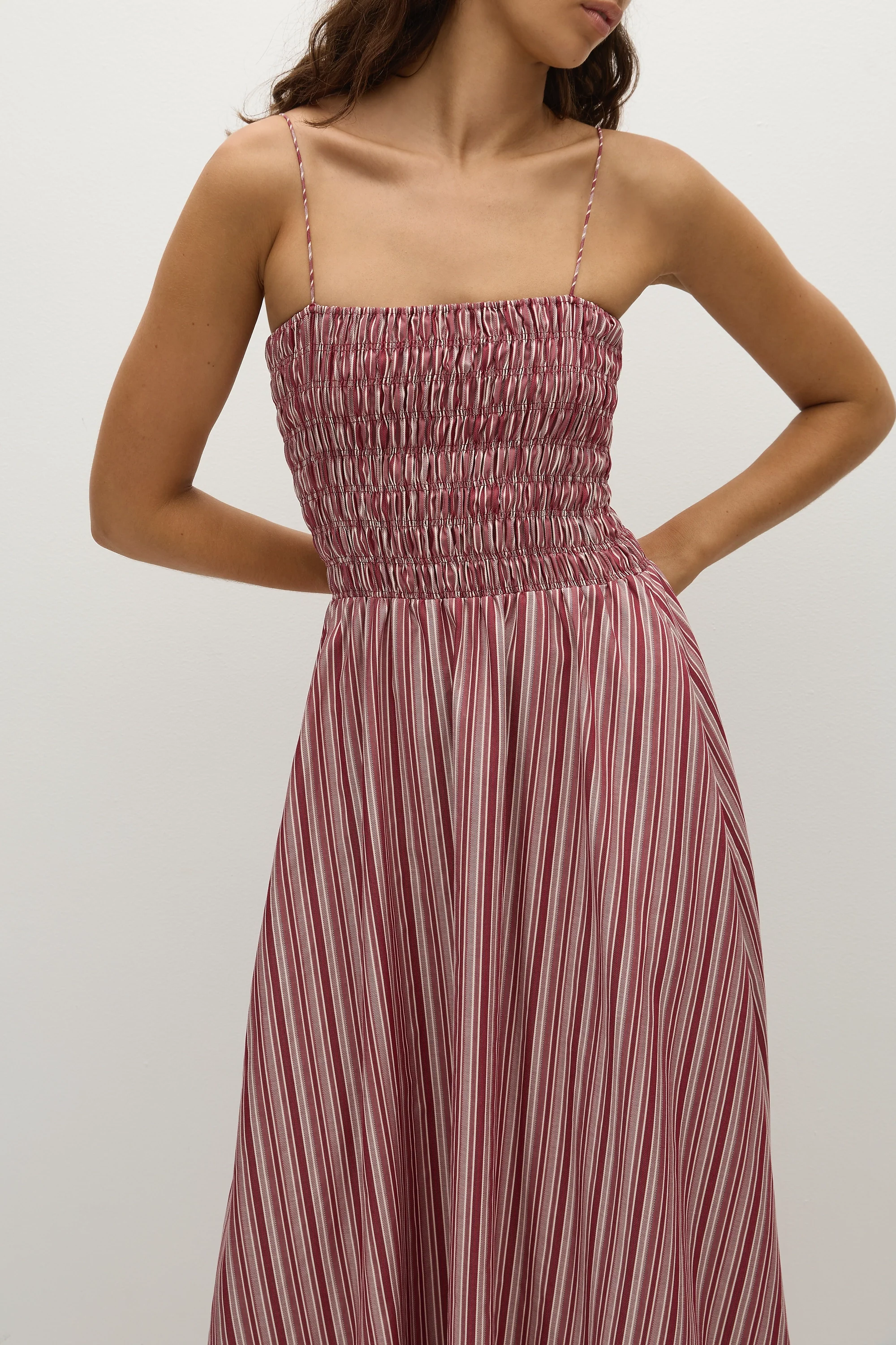 Anniken Maxi Dress Burgundy Stripe - Final Sale