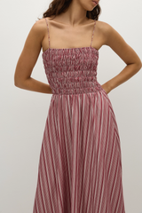 Anniken Maxi Dress Burgundy Stripe - Final Sale