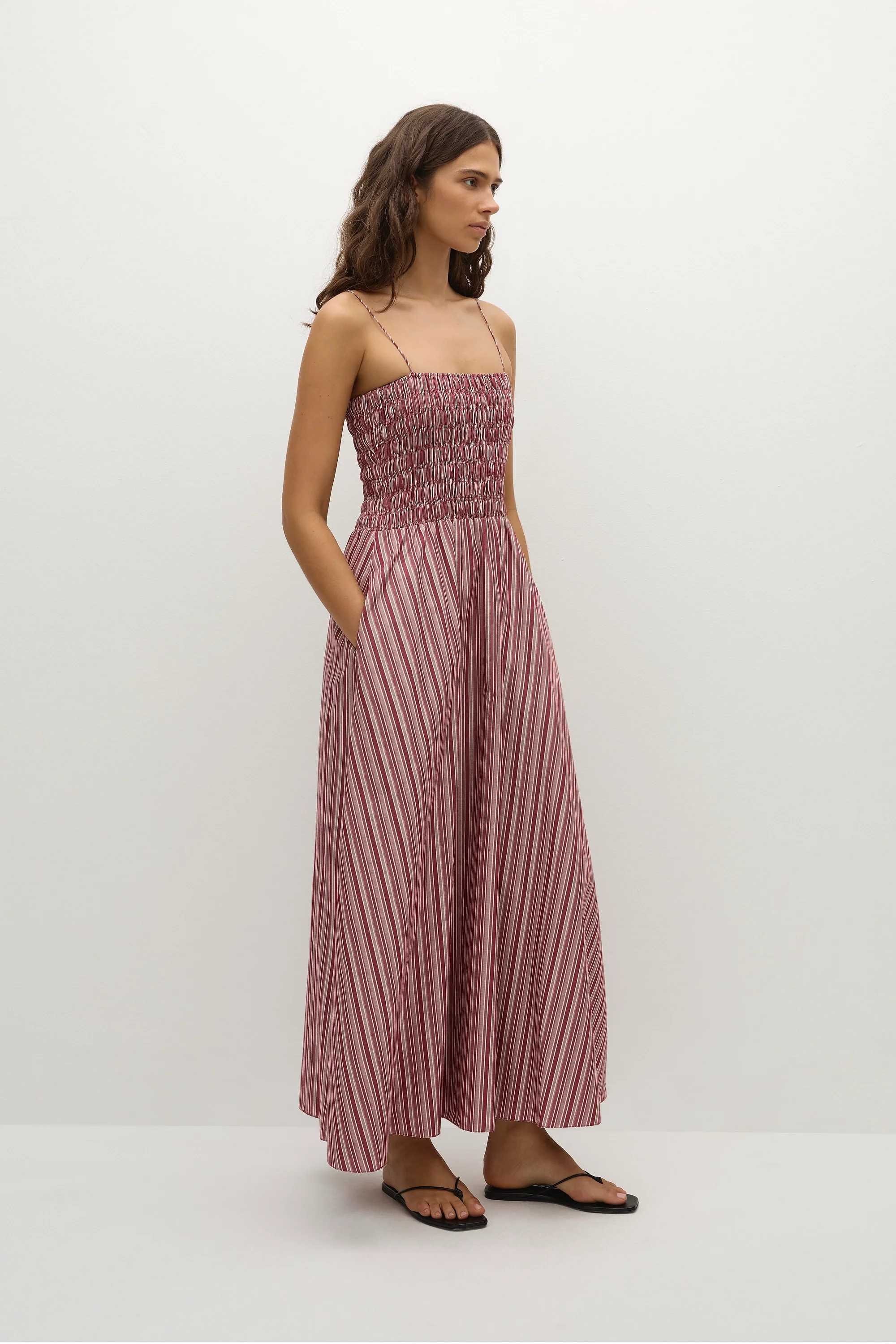 Anniken Maxi Dress Burgundy Stripe - Final Sale