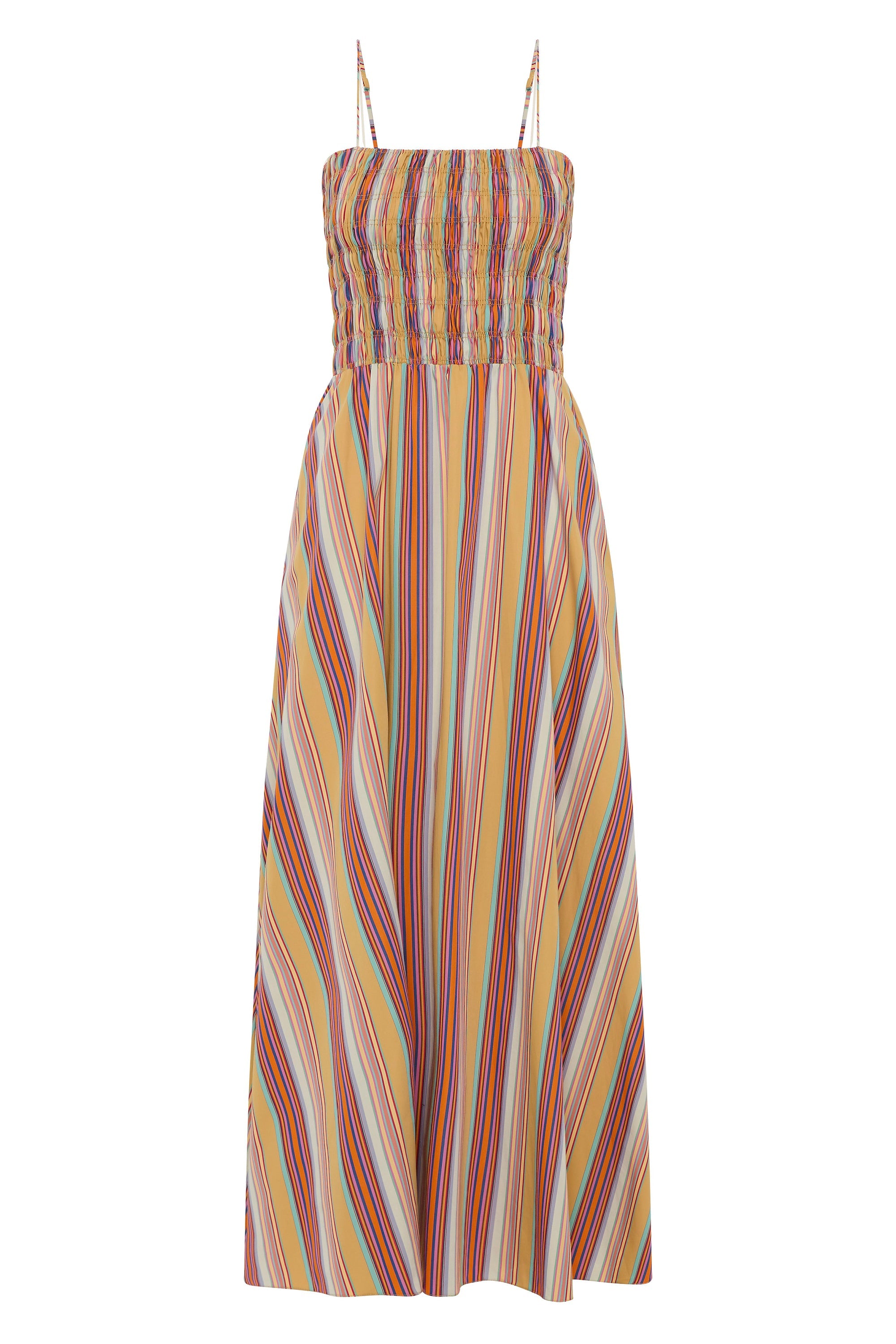 Anniken Maxi Dress Agua Stripe Mustard - Final Sale