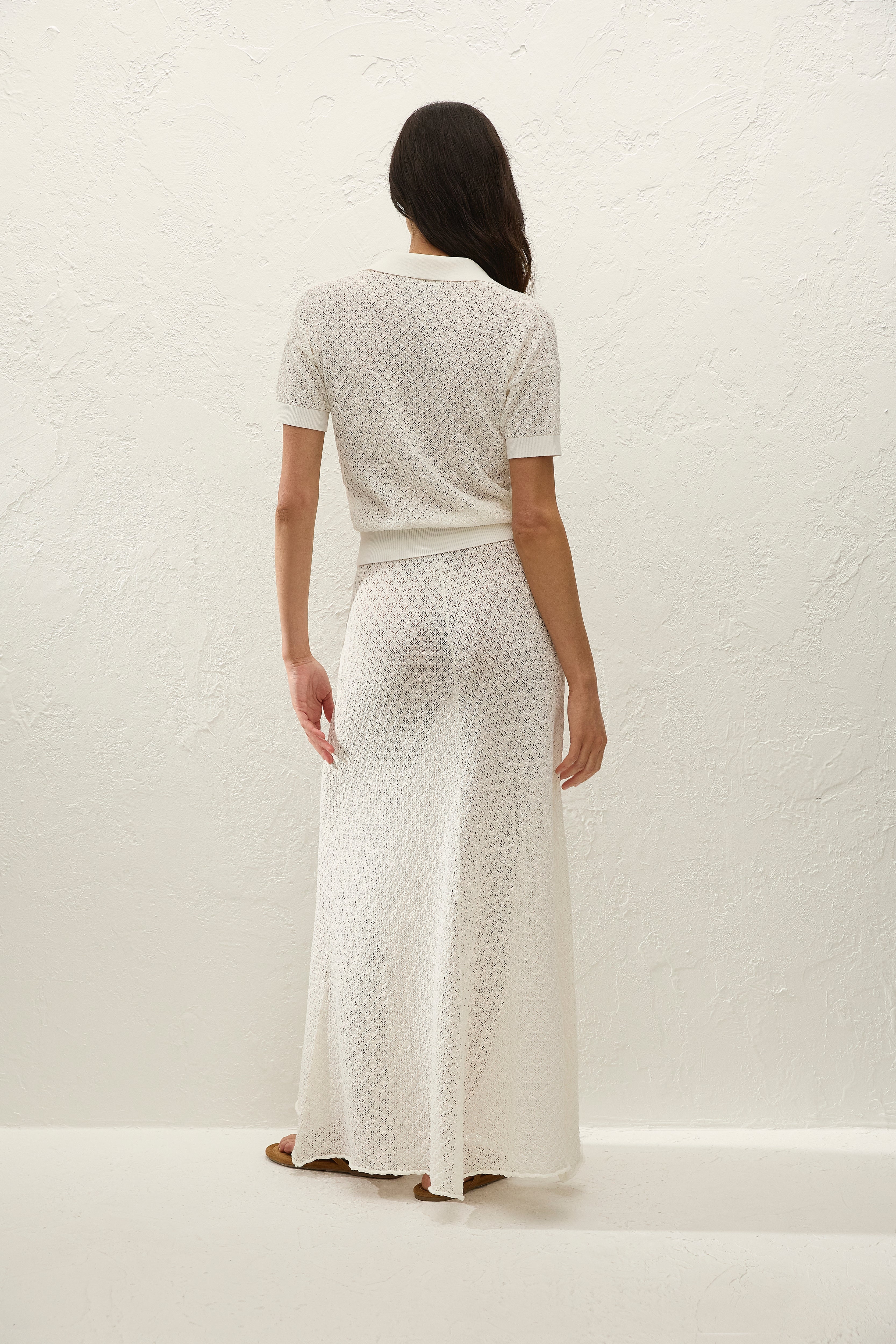 Lenna Skirt Pointelle Lace Vintage White - Final Sale