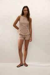 Ana Top Gingham Cedar - Final Sale