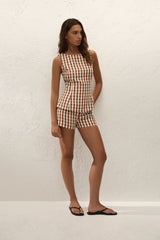 Ana Top Gingham Cedar - Final Sale