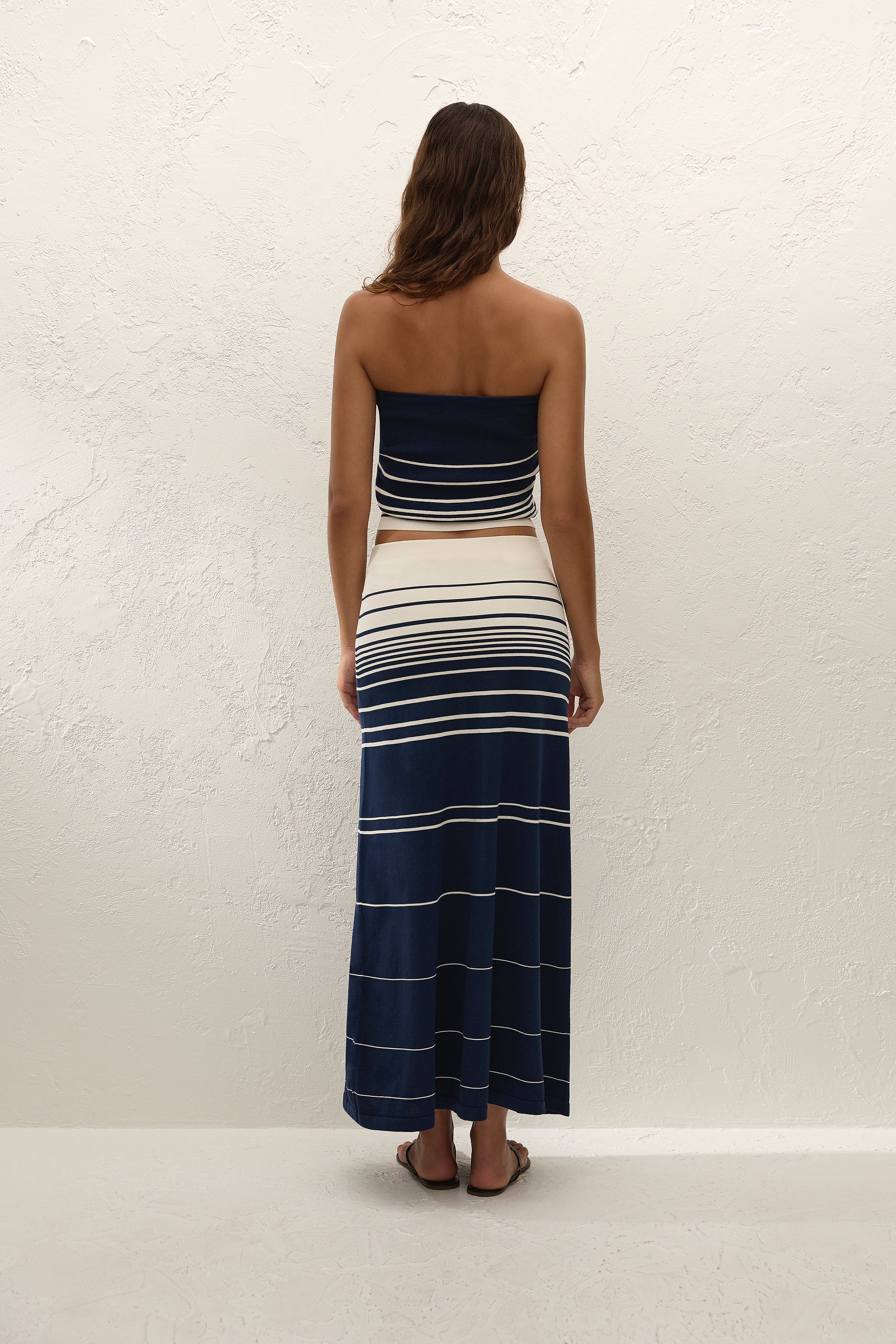 Casia Maxi Skirt Navy Cream Stripe - Final Sale