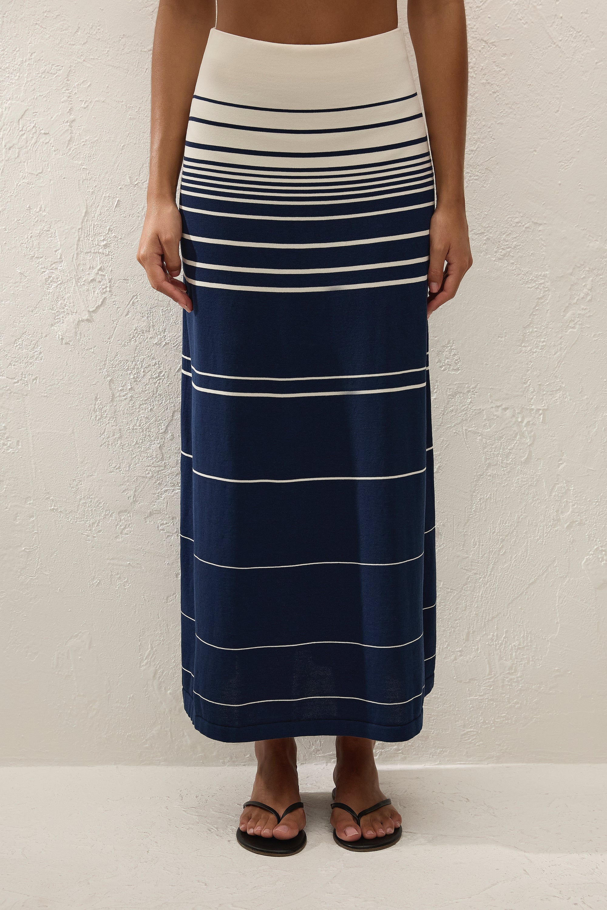 Casia Maxi Skirt Navy Cream Stripe - Final Sale