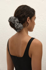 Hair Scrunchie Toscano Stripe Black