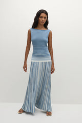 Xyla Maxi Dress Accordion Stripe Mineral Blue - Final Sale