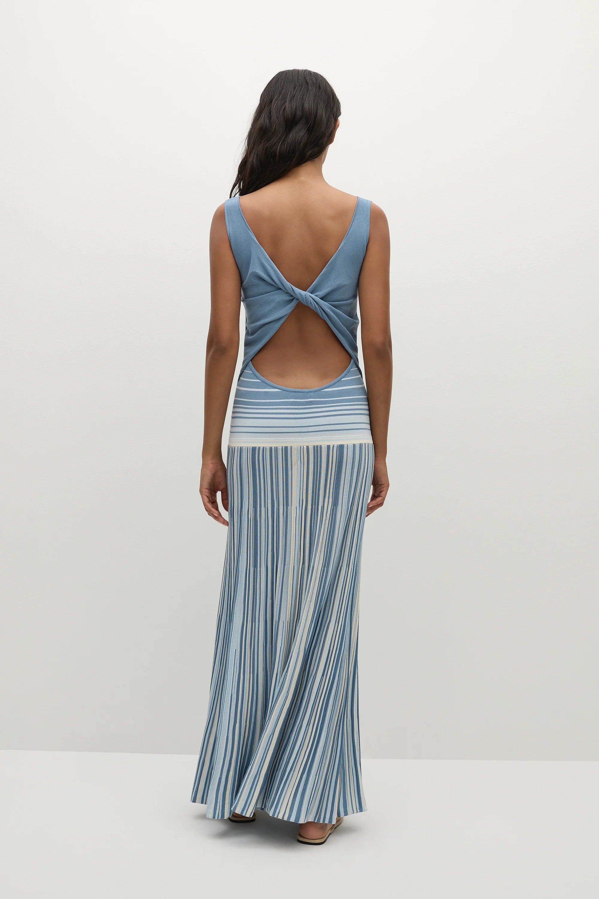 Xyla Maxi Dress Accordion Stripe Mineral Blue - Final Sale