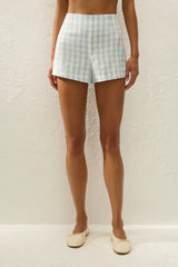 Lila Mini Short Gingham Sky Blue