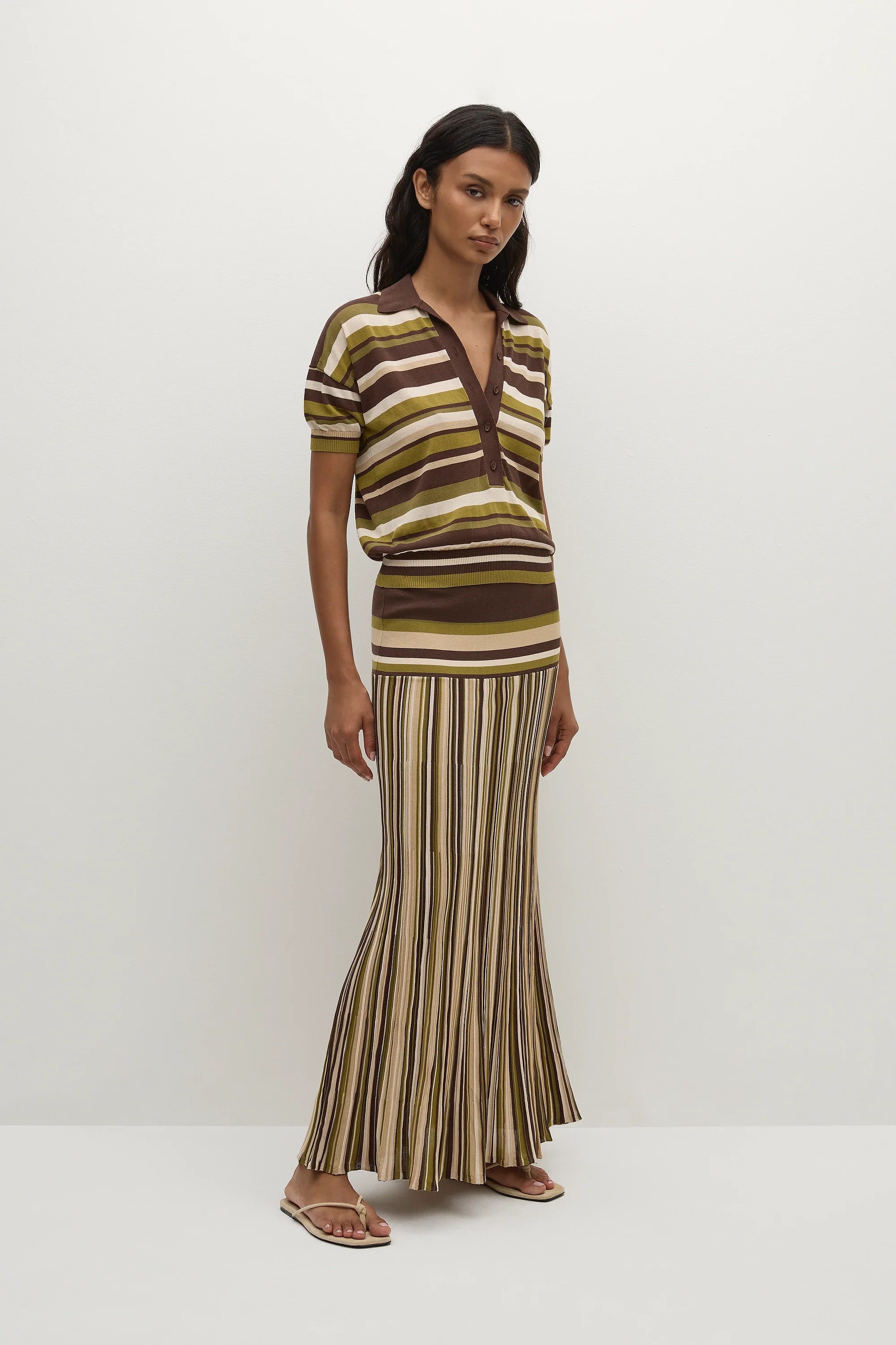 Citara Skirt Espresso Pine Stripe - Final Sale