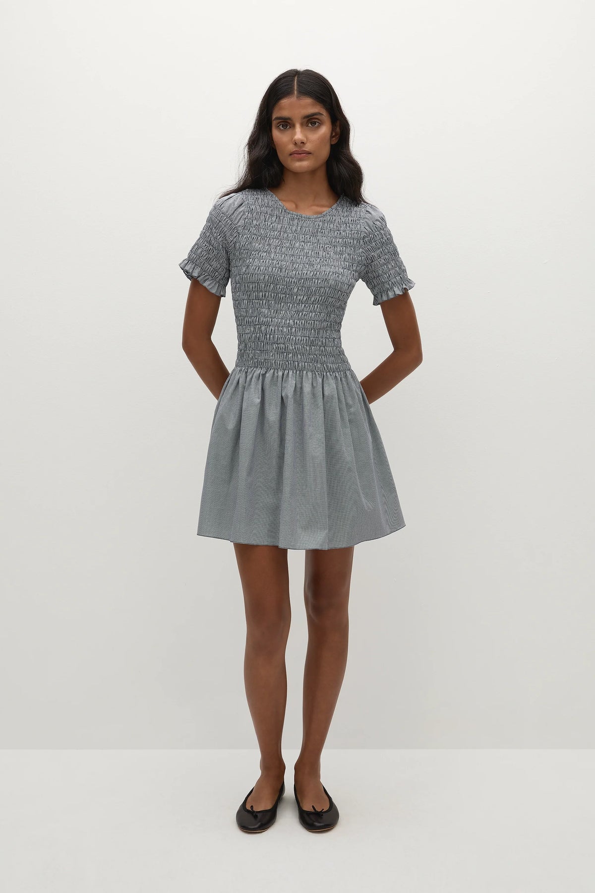Edda Mini Dress Hanne Gingham Vintage Navy - Final Sale