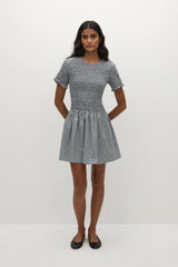 Edda Mini Dress Hanne Gingham Vintage Navy - Final Sale