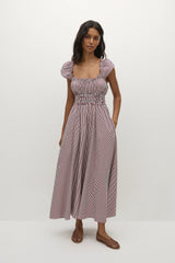Janne Midi Dress Maia Stripe Burgundy - Final Sale