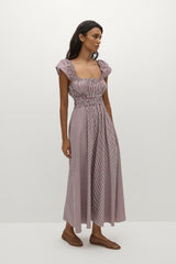 Janne Midi Dress Maia Stripe Burgundy - Final Sale
