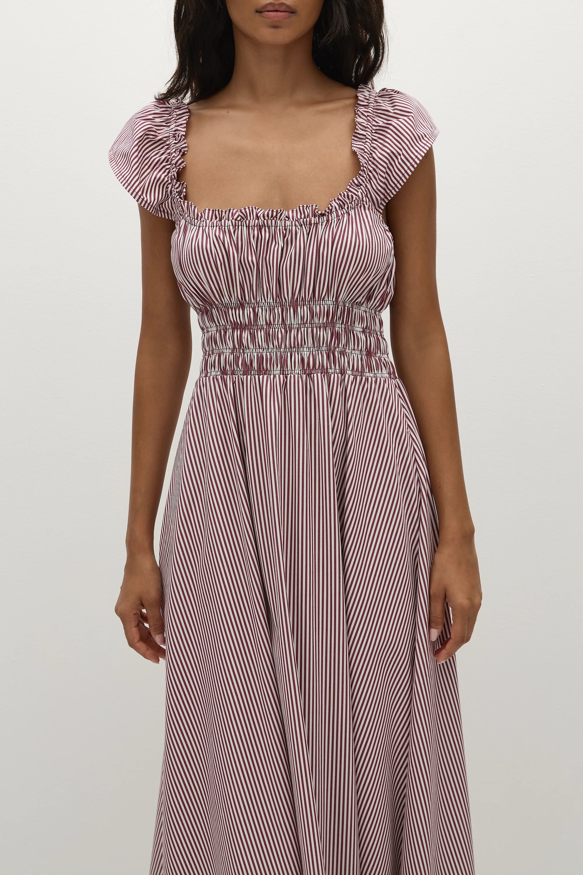 Janne Midi Dress Maia Stripe Burgundy - Final Sale