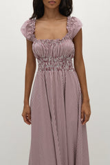 Janne Midi Dress Maia Stripe Burgundy - Final Sale