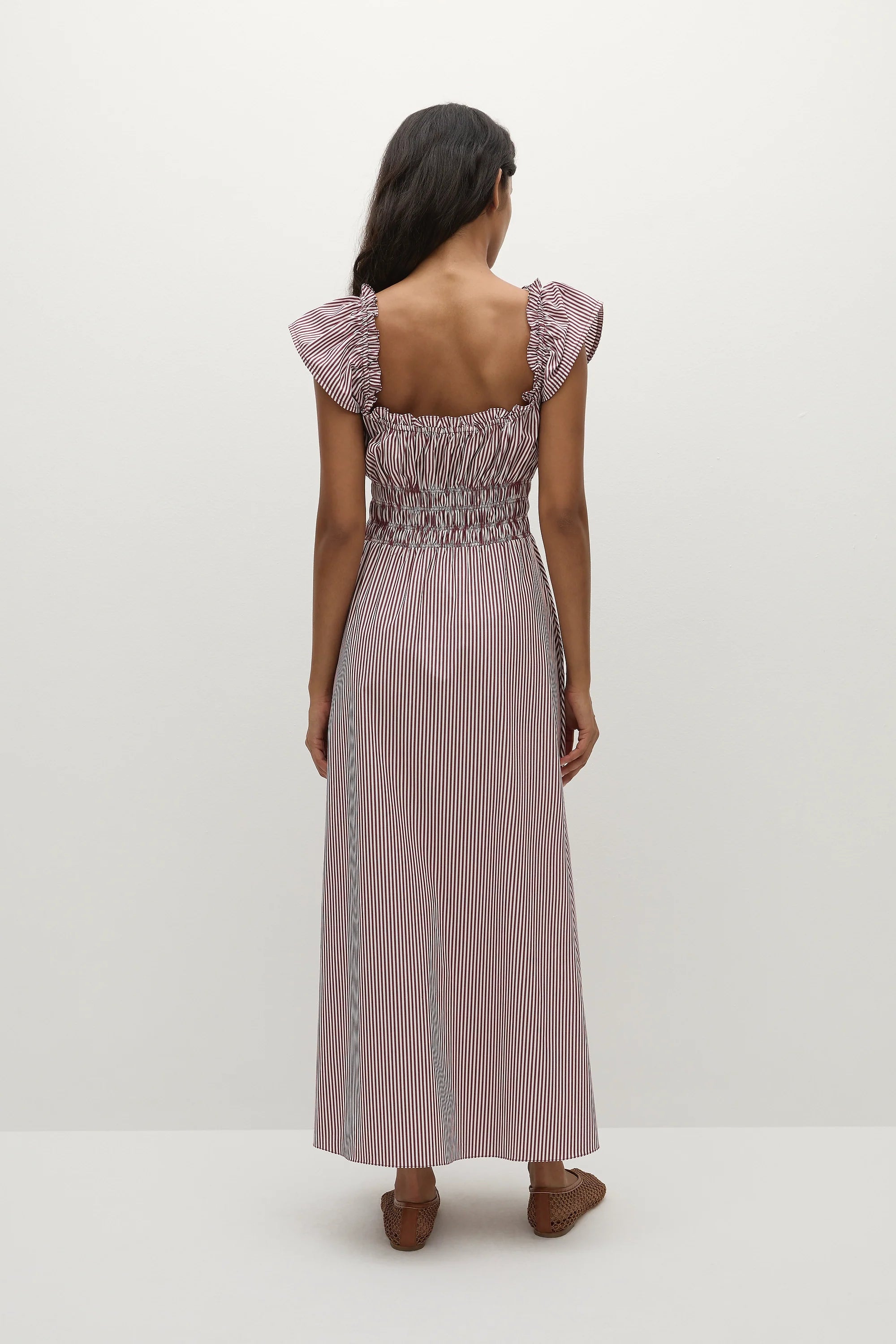 Janne Midi Dress Maia Stripe Burgundy - Final Sale