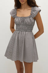 Janne Mini Dress Hanne Gingham Espresso - Final Sale