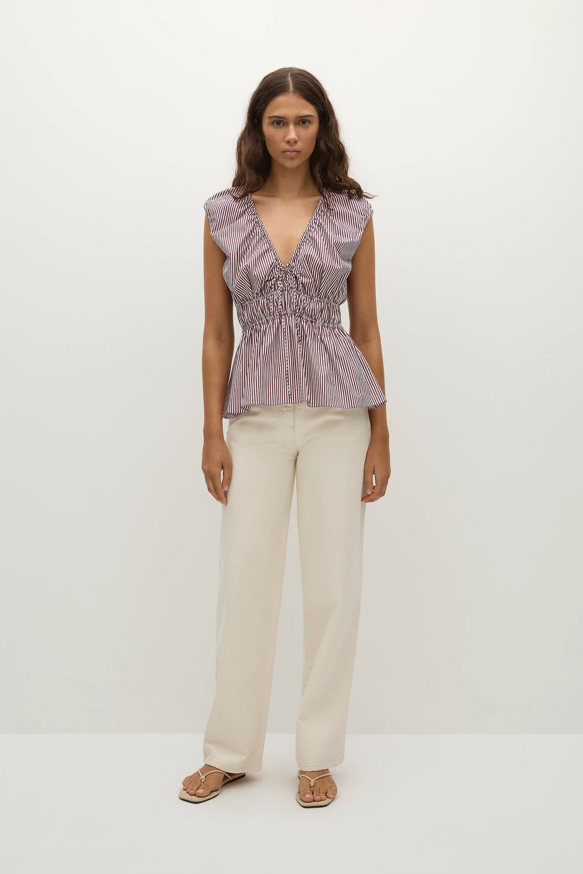 Hedda Top Maia Stripe Burgundy - Final Sale