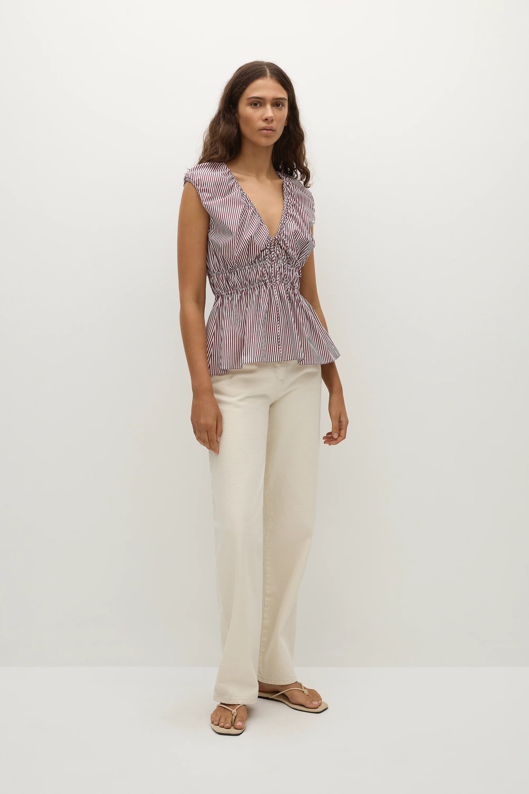 Hedda Top Maia Stripe Burgundy - Final Sale