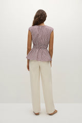 Hedda Top Maia Stripe Burgundy - Final Sale