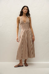 Marais Midi Dress Gingham Cedar - Final Sale