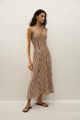Marais Midi Dress Gingham Cedar - Final Sale