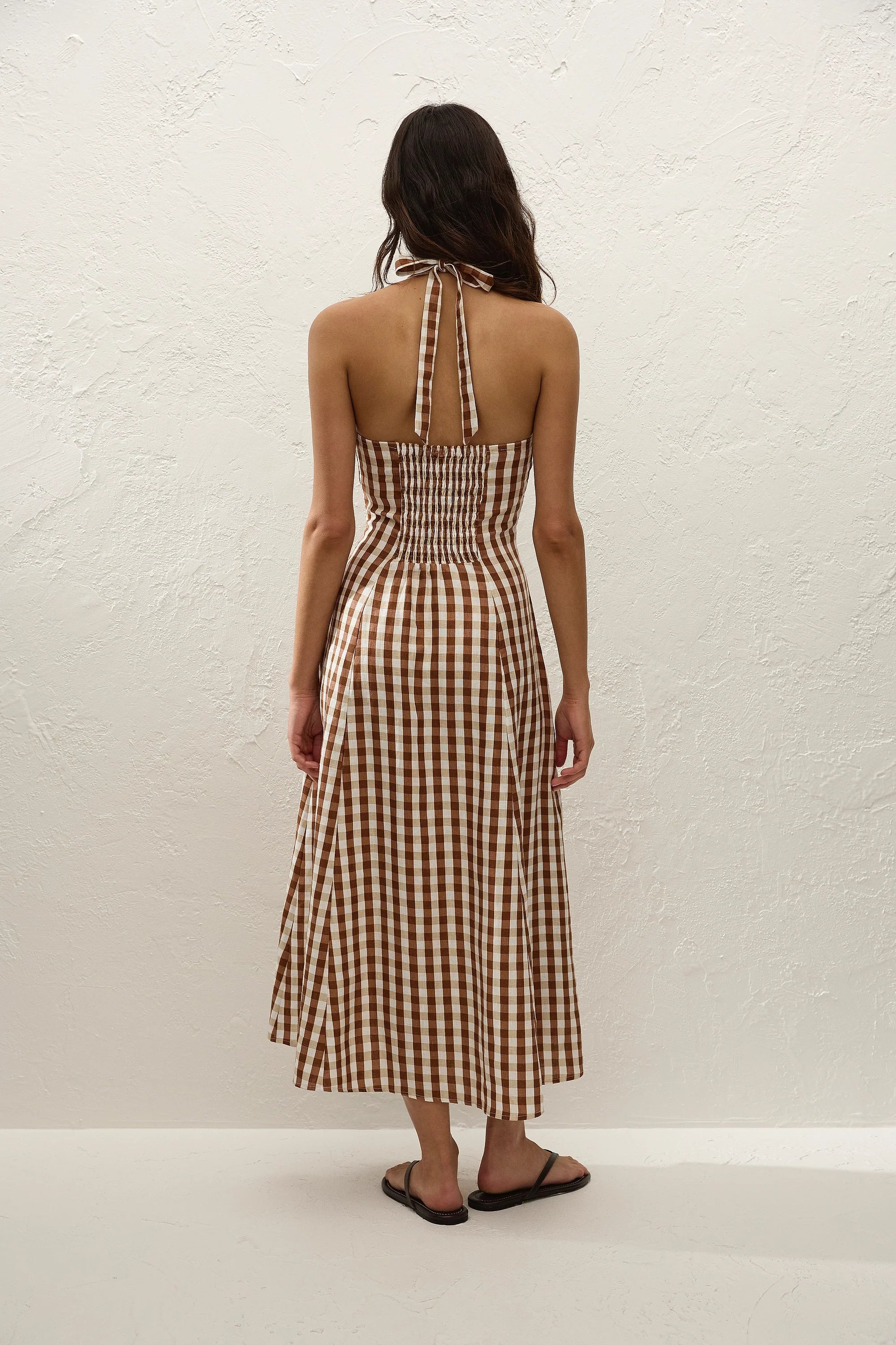 Marais Midi Dress Gingham Cedar - Final Sale