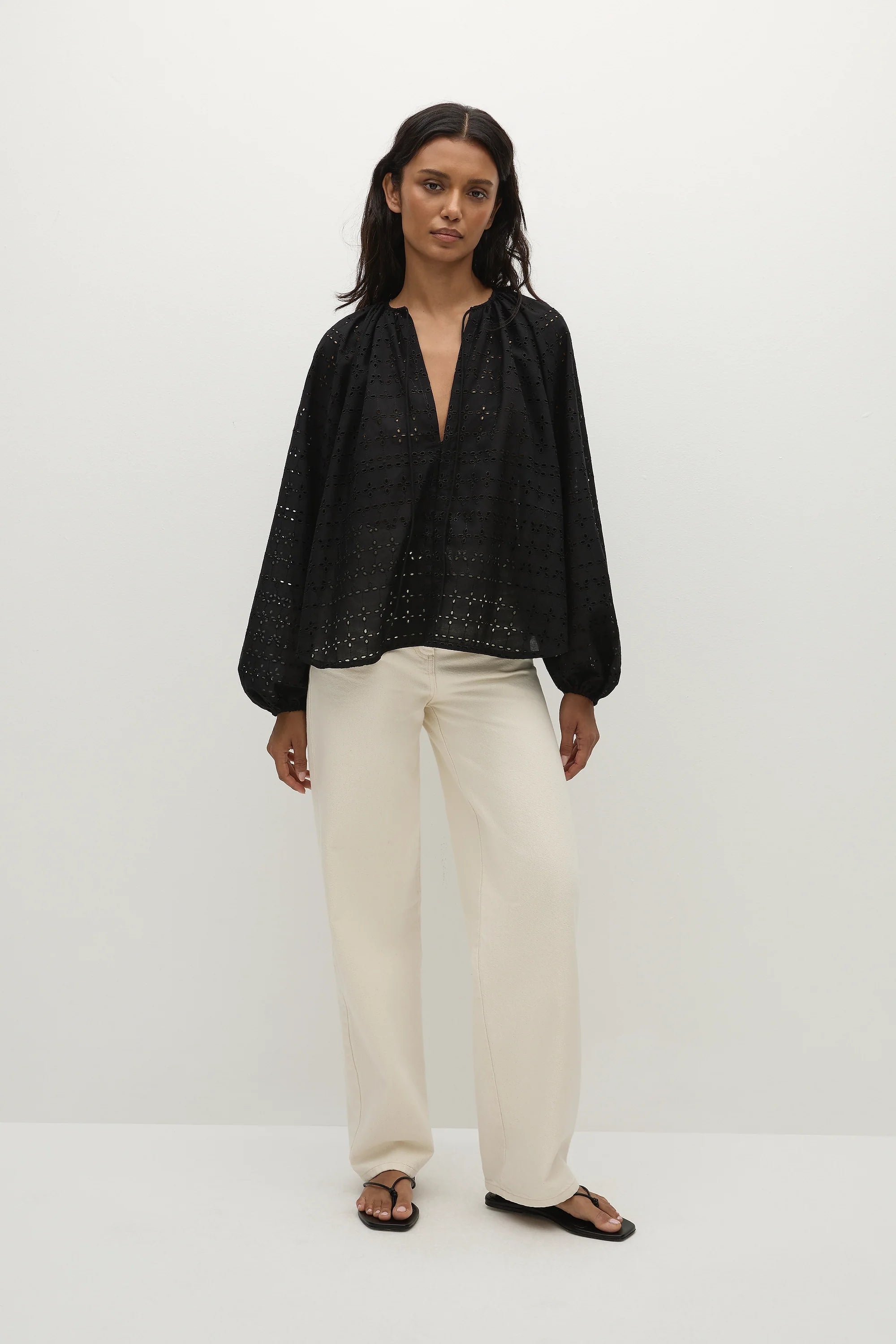 Thora Blouse Agnes Broderie Anglaise Black - Final Sale