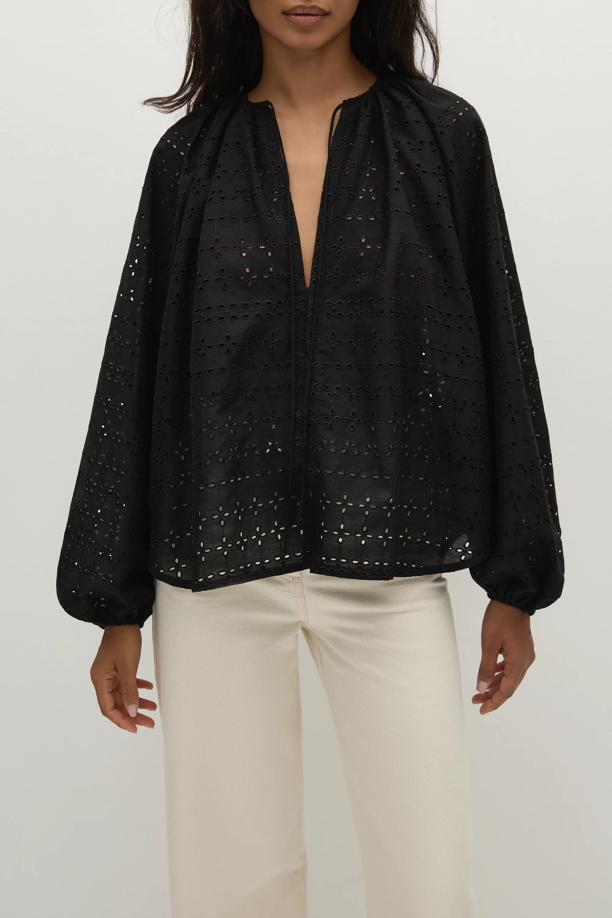Thora Blouse Agnes Broderie Anglaise Black - Final Sale