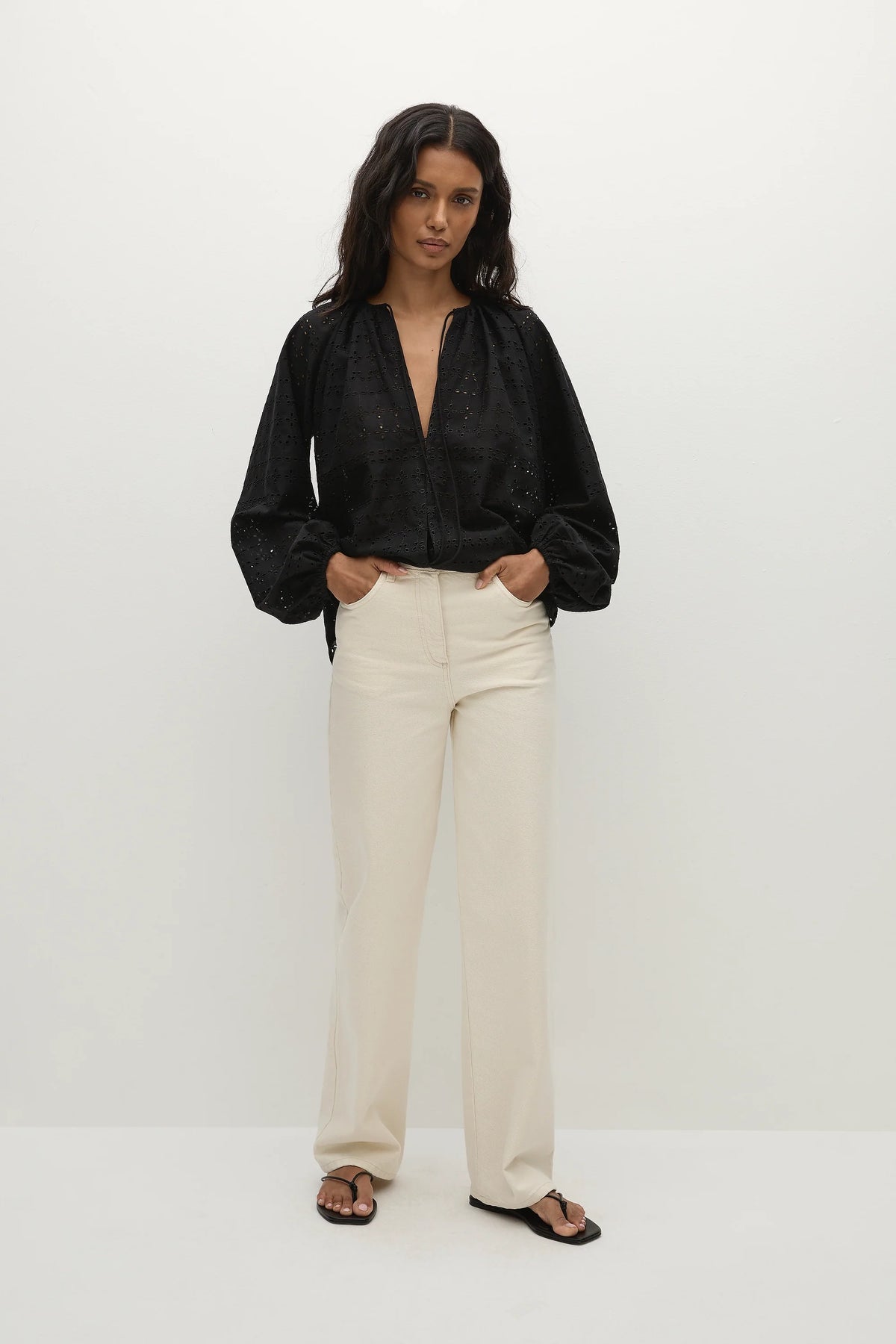 Thora Blouse Agnes Broderie Anglaise Black - Final Sale