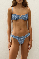 Moana Bikini Top Vintage Blue Check