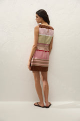 Flor Mini Dress Barragan Stripe Dusty Mauve - Final Sale
