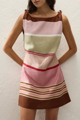 Flor Mini Dress Barragan Stripe Dusty Mauve - Final Sale