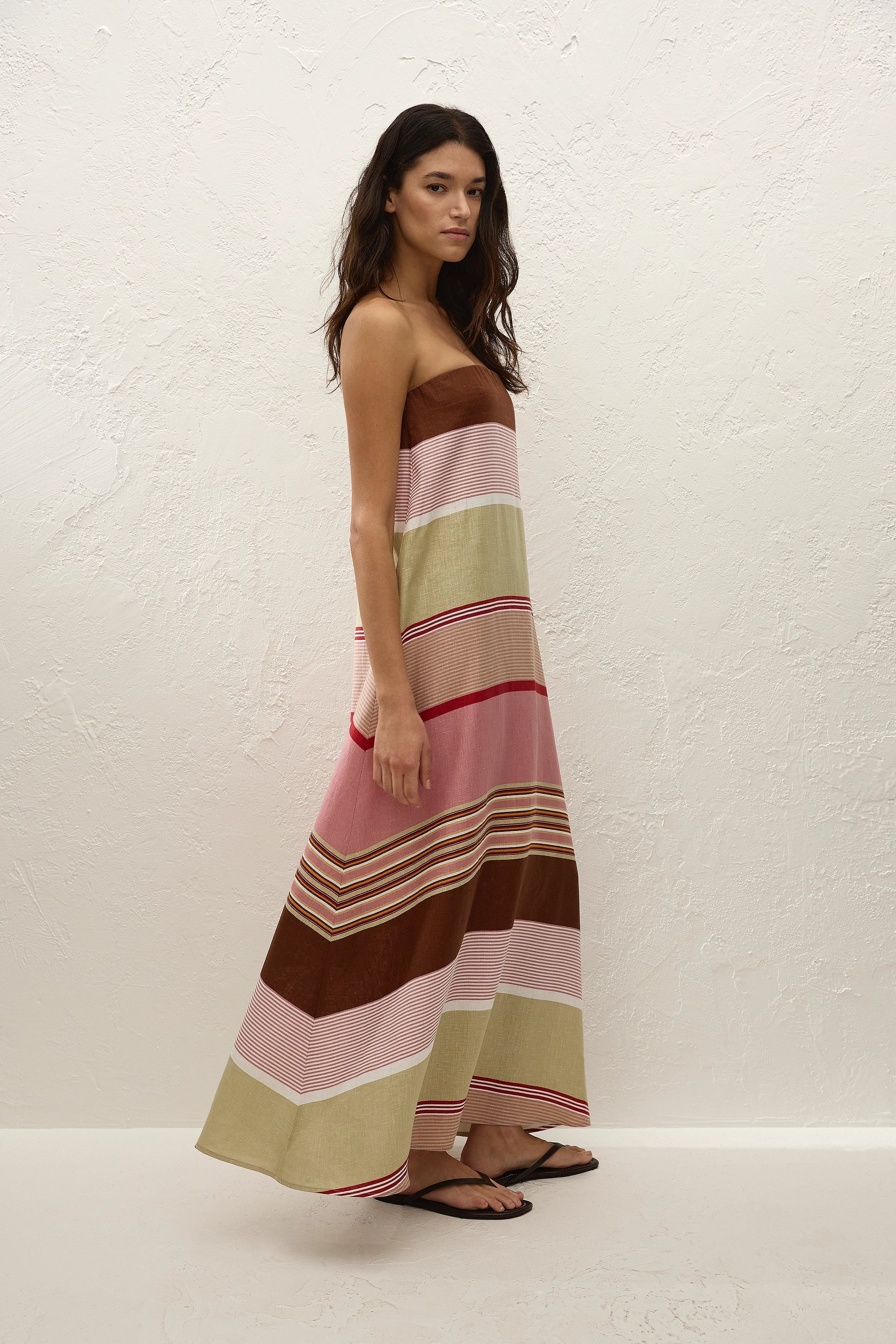 Yolina Maxi Dress Barragan Stripe Dusty Mauve - Final Sale