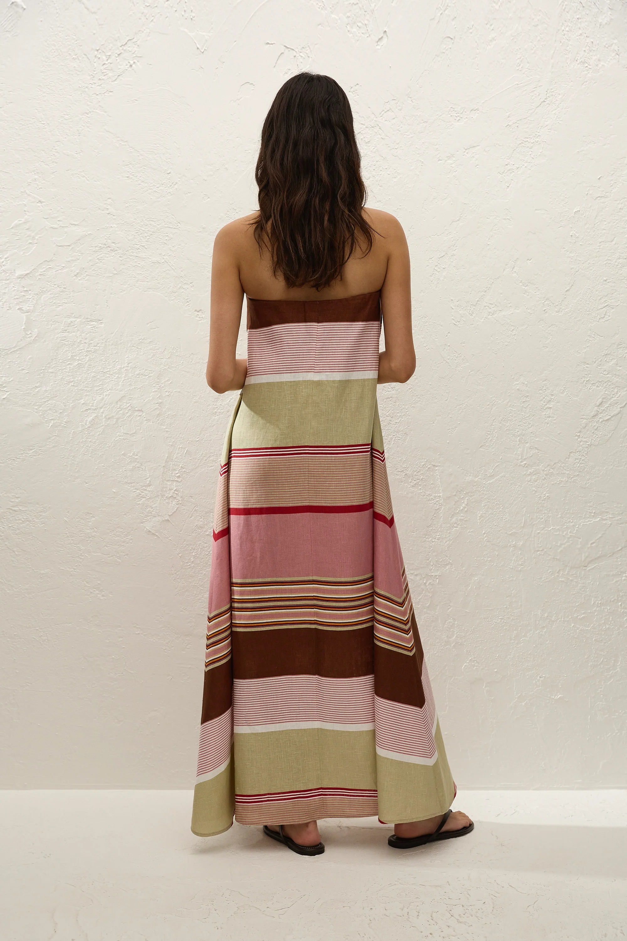 Yolina Maxi Dress Barragan Stripe Dusty Mauve - Final Sale
