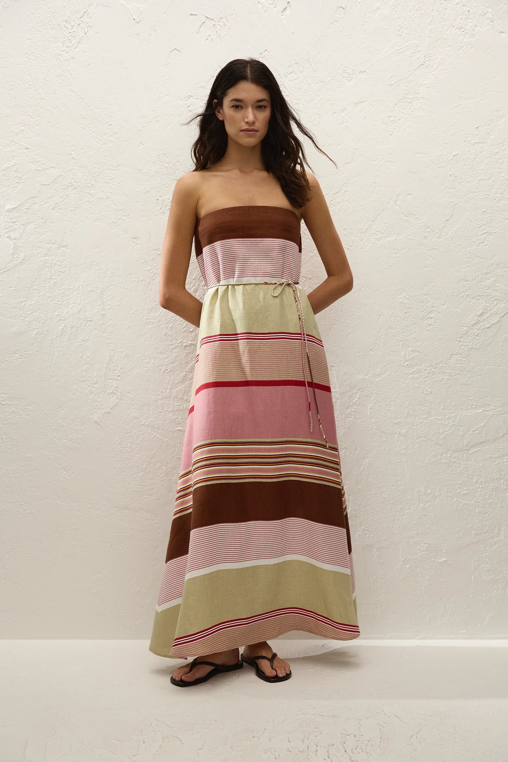 Yolina Maxi Dress Barragan Stripe Dusty Mauve - Final Sale